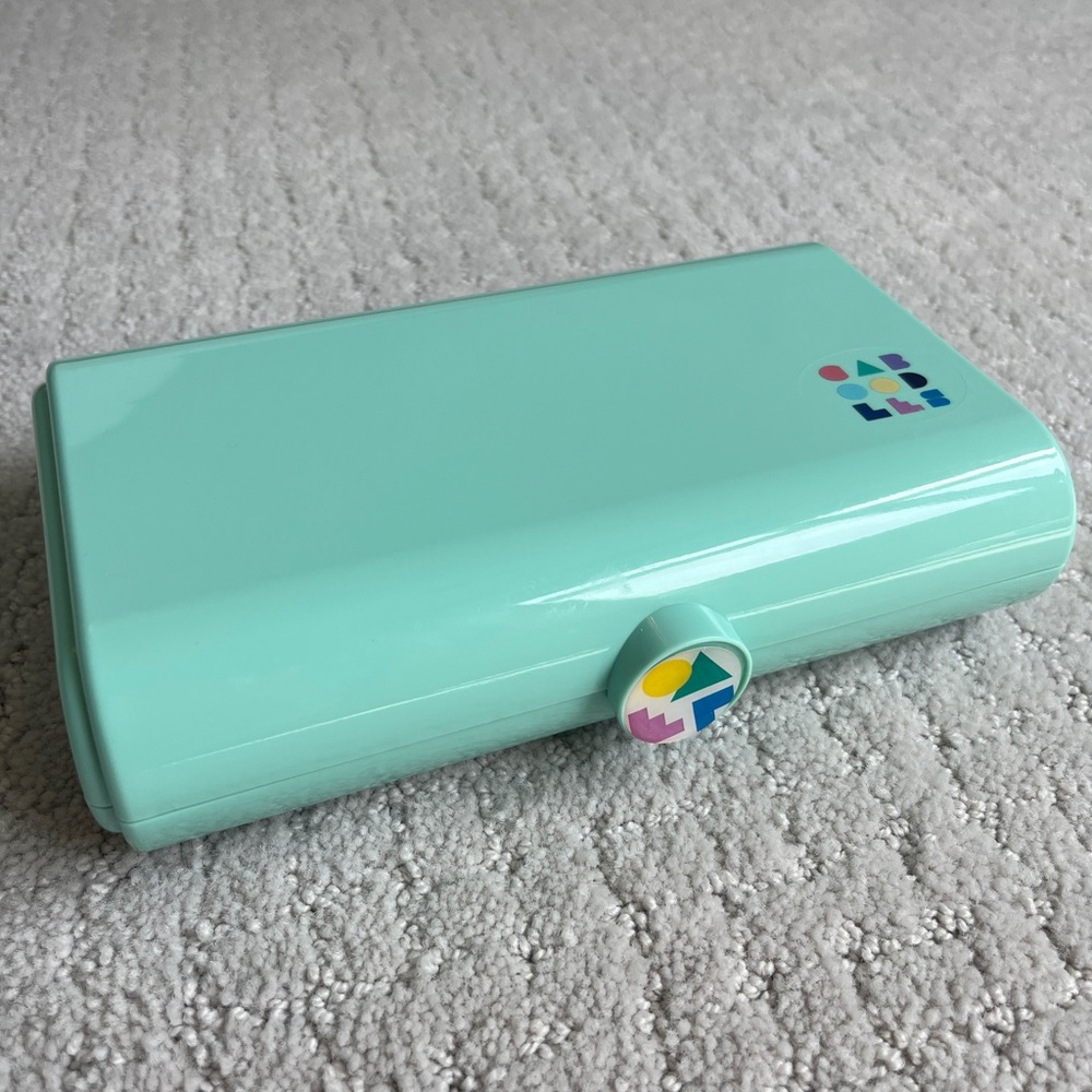 Caboodles Teal Tiered Makeup Travel Case Mirror USA Plastic